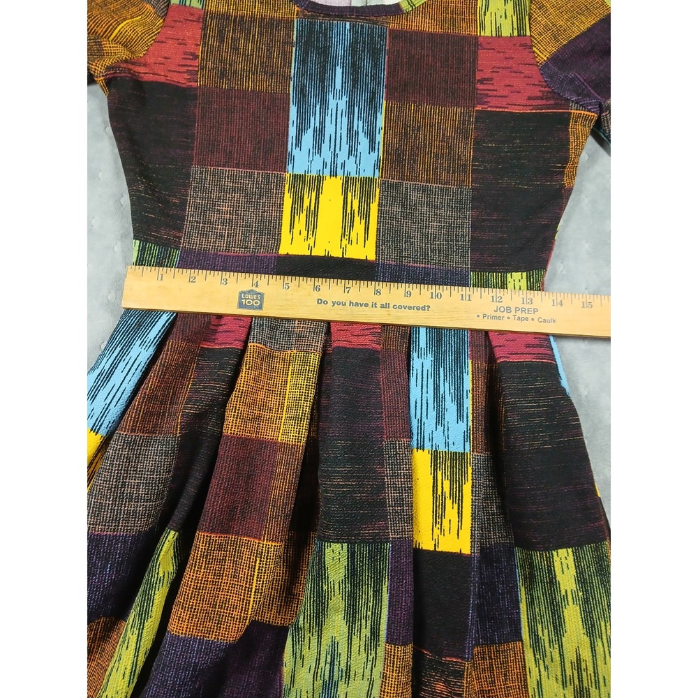 Multicolor Patchwork Fit & Flare Dress - Short Sleeve - Picture 5 of 6
